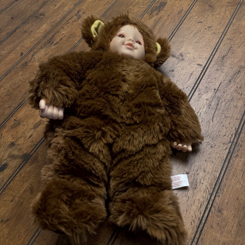 Vintage 1997 Anne Geddes Brown Bear Baby Doll Plush Stuffed Toy Doll 16"
